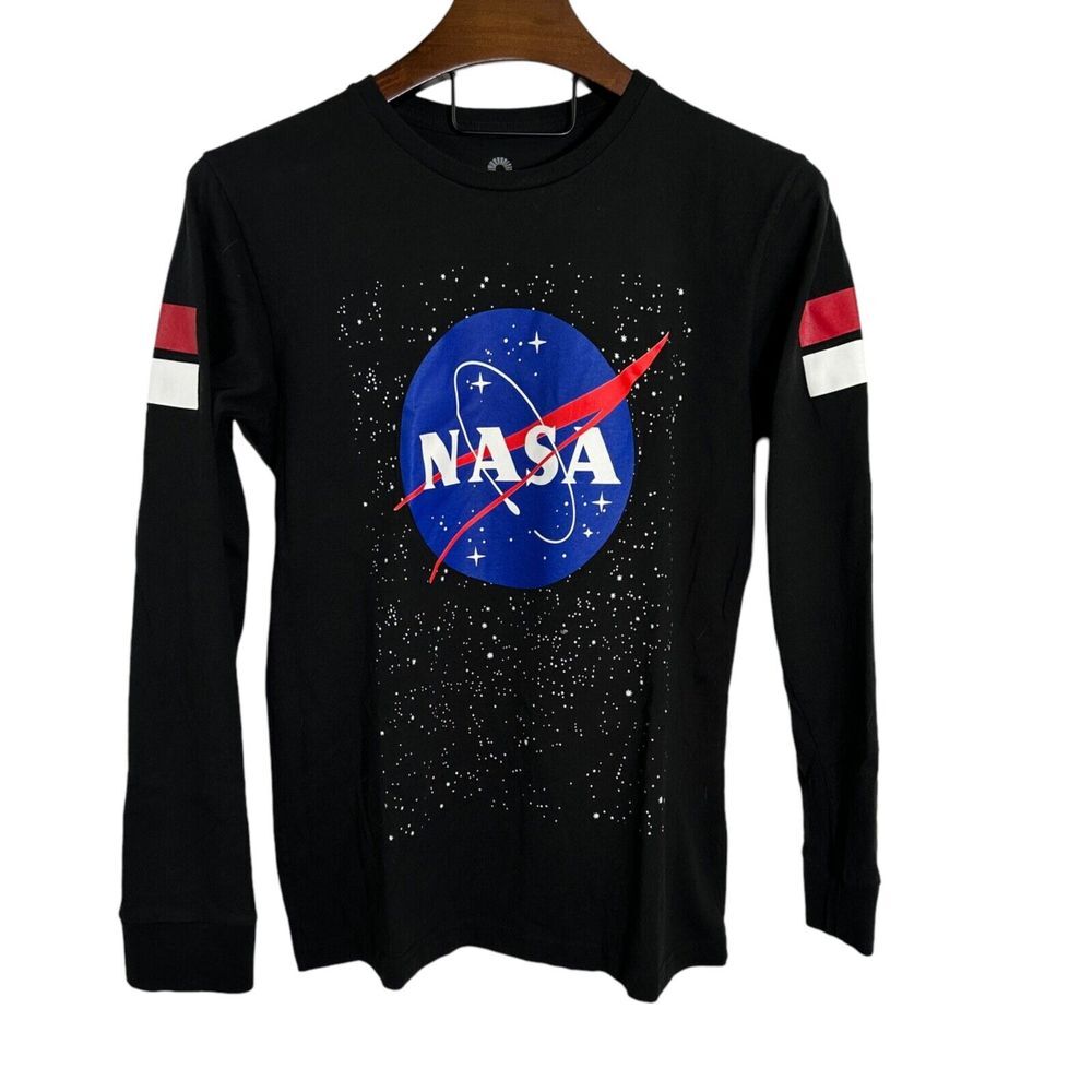 AKADEMIKS NASA Long Sleeve T Shirt Mens Space Astronaut Black Outer Space Large